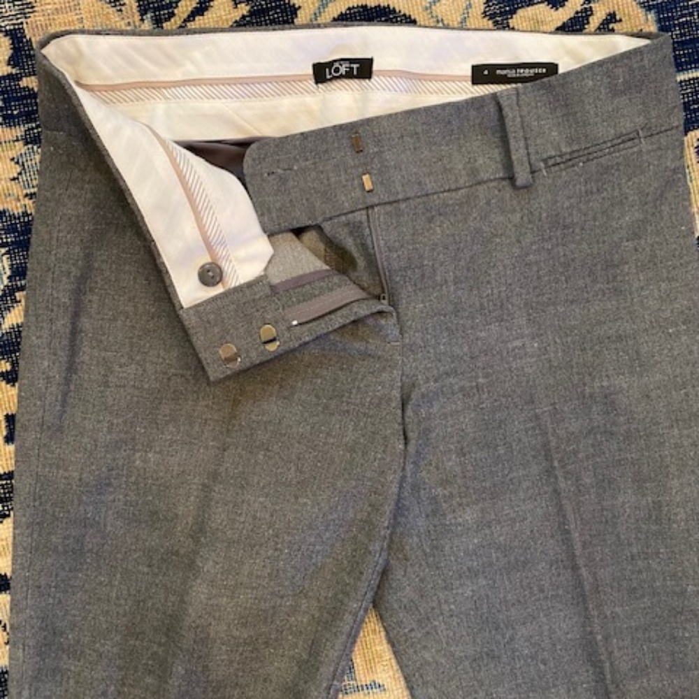 LOFT Trouser Pant, Dark Gray, Size 4